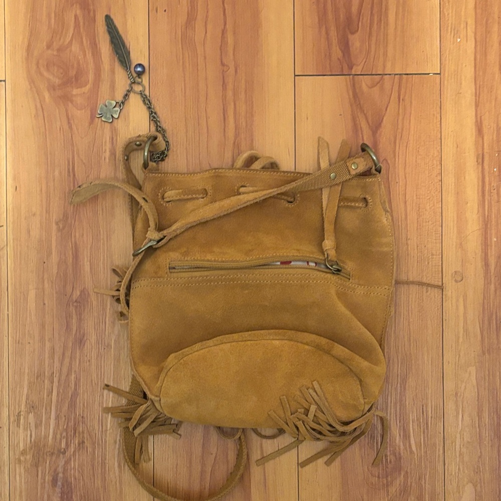 Lucky Brand Tan Suede Fringe Shoulder Bag - Picture 3 of 3